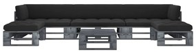 vidaXL 6 pcs conj. lounge paletes c/ almofadões pinho impregnado cinza