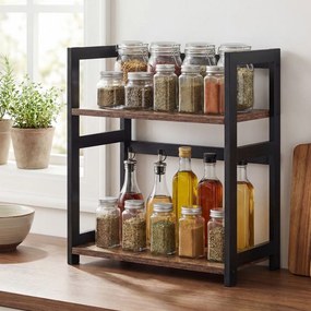 Prateleira de arrumação de 2 prateleiras para cozinha 18 x 42 x 43 cm Castanho-preto