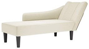 Chaise-longue com apoio de braço direito veludo creme