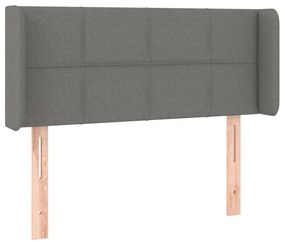 Cabeceira cama c/ luzes LED tecido 93x16x78/88cm cinza-escuro