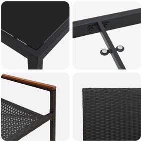 Conjunto de Jantar de 9 Peças Preto Rattan Poliéster