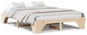 Estrutura de Cama Natural Madeira de Pinho Sólido 140 x 200 cm