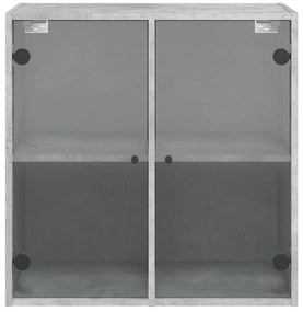 Armário de parede c/ portas de vidro 68x37x68,5cm cinza cimento
