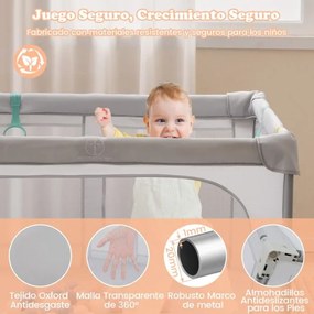 Parque infantil para bebés com 50 bolas oceânicas e 4 pegas com porta para 0-3 anos. 127 x 127 x 72,5 cm Cinzento