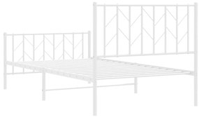 Estrutura de cama com cabeceira e pés 100x190 cm metal branco