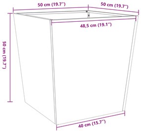 Vaso/floreira de jardim 50x50x50 cm aço verde azeitona