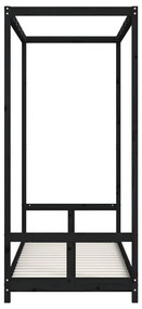 Estrutura de cama infantil 80x200 cm pinho maciço preto