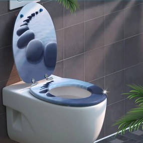 Assento sanitário com design em pedra e descida automática 45,7 x 38 cm Cinzento