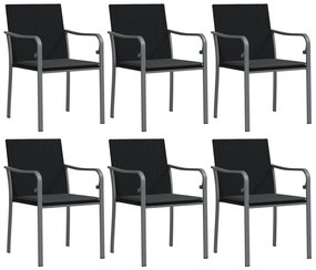 7 pcs conjunto de jantar p/ jardim c/ almofadões vime PE e aço