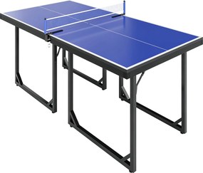 HOMCOM Mesa de Ping Pong Dobrável Mesa de Ping Pong Profissional com Rede e Estrutura de Aço para Interior e Exterior 182x91x76 cm Azul | Aosom Portugal