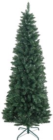 HOMCOM Árvore de Natal Tipo Lápis 210 cm com Base Dobrável e 687 Ramos para  Escritório Verde