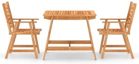 3 pcs conjunto de jantar para jardim madeira de acácia maciça