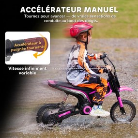 Moto Cross Elétrica Infantil 8-12 anos, 119 x 64 x 76,5 cm, 2 Velocidades Reguláveis, Rosa