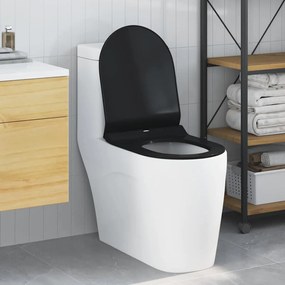 vidaXL Assento de Vaso Sanitário Preto 48.5 x 36 x 5 cm Polipropileno