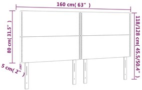 Cabeceira cama c/ LED couro artificial 160x5x118/128 cm preto