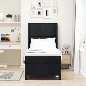 Cama Box com colchão e LED preto 90x190 cm, tecido.
