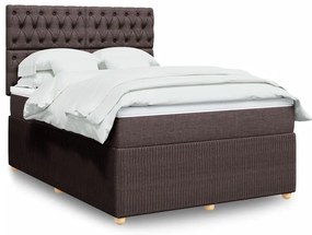 Cama com molas/colchão 140x200 cm tecido castanho-escuro