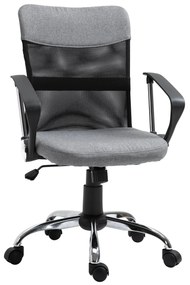 Cadeira ergonômica giratória de escritório com assento ajustável em altura, apoios de braço e rodas 57x57x93-103 cm Preto e cinza