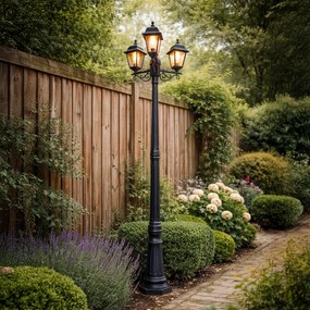 Lanterna clássica preta 3 luzes IP44 - Capital