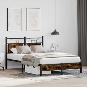 Estrutura de cama s/ colchão derivados madeira carvalho fumado