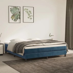 vidaXL Cama com molas/colchão 160x200 cm veludo azul-escuro