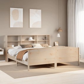 Cama com estante sem colchão 200x200 cm pinho maciço