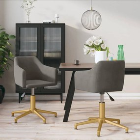 331277 vidaXL Cadeiras de jantar giratórias 2 pcs veludo cinzento-escuro