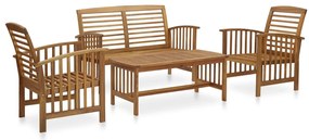 4 pcs conjunto lounge de jardim madeira de acácia maciça