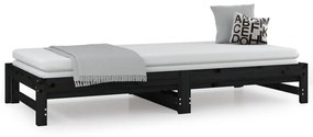 Sofá-cama de puxar 2x(80x200) cm pinho maciço preto