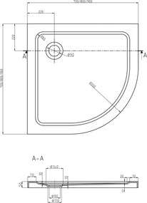 Mexen Rio cabine de duche semicircular 80 x 80 cm, faixas pretas, preto + base de duche Flat, preto - 863-080-080-70-20-4170B