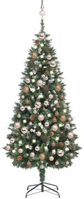 vidaXL Árvore Natal artificial pré-iluminada c/ bolas e pinhas 180 cm