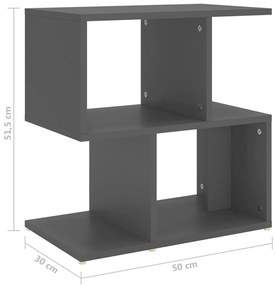 Mesa de cabeceira 50x30x51,5 cm contraplacado cinzento
