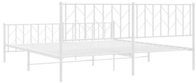 Estrutura de cama com cabeceira e pés 193x203 cm metal branco