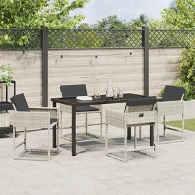 Conjunto de Jantar de Jardim com 5 Peças e Almofadas Cinza Claro em Ra