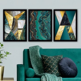 Pintura Decorativa em Moldura 3SC37 – Multicolor – 35 x 45 cm (3 Peças