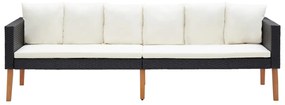 2 pcs conjunto lounge de jardim c/ almofadões vime PE preto