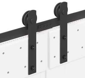 Kit de ferragens para porta deslizante 366 cm aço preto