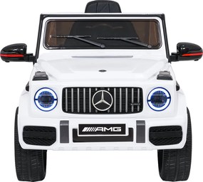 Carro elétrico para Crianças 2 a 5 anos 12V Mercedes G63 AMG LIFT Rodas de espuma EVA, assento Couro ecológico Branco