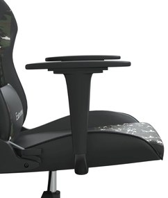 Cadeira gaming couro artificial preto e camuflado