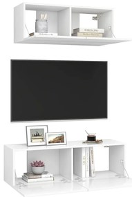 2 pcs conjunto de móveis de TV derivados de madeira branco