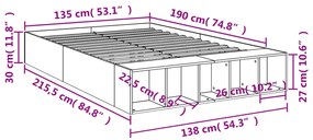 Estrutura de cama 135x190 cm derivados de madeira cinza cimento