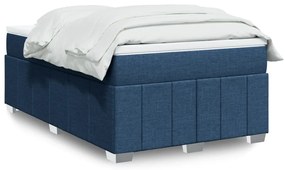 vidaXL Cama boxspring com colchão 120x190 cm tecido azul