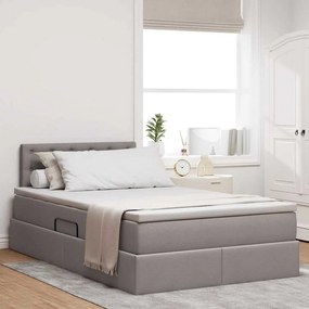 vidaXL Cama com arrumação e colchão Cinzento-acastanhado 120 x 190 cm