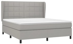Cama com molas/colchão 160x200 cm tecido cinzento-claro