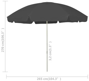 Guarda-sol de praia 300 cm antracite