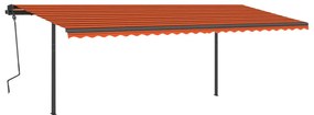 Toldo automático LED e sensor de vento 6x3 m laranja e castanho