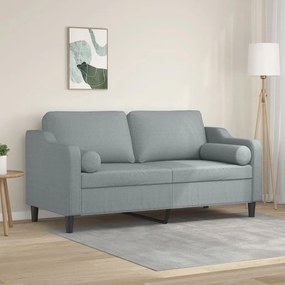 vidaXL Sofá 2 lugares + almofadas decorativas 140cm tecido cinza-claro