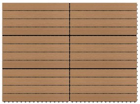 Ladrilhos de pavimento 6 pcs WPC 1,08m² 60x30 cm castanho