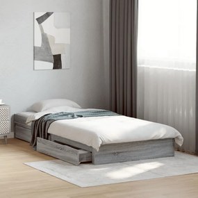 Estrutura de cama c/ gavetas derivados madeira cinza sonoma