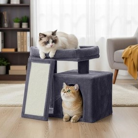 Arranhador para Gatos 51 x 39,2 x 46,4 cm, árvore de arranhar com placa de arranhar cinzento escuro